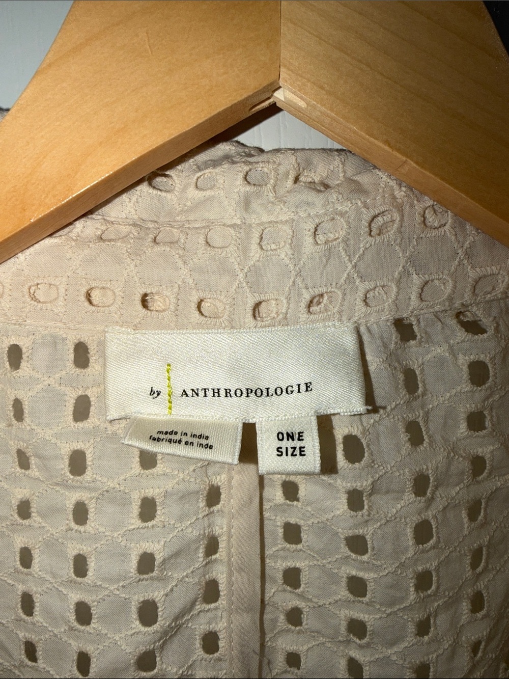 By Anthropologie Collared Eyelet Duster jacket in a cream Resortwear one size - Picture 8 of 9